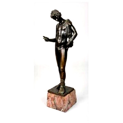 Skulptur Bronze Narziss von Pompeji Antikenrezeption 19. Jahrhundert