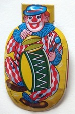 Vintage 50's-60's Japanese Tin Clicker-Clown with Bass Drum