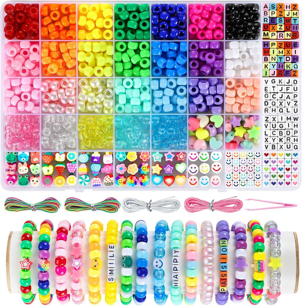 Pony Perlen FüR ArmbäNder, Funtopia Farbige Kandi Perlen Set | Mit Buchstabenper-image