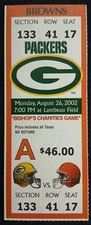 2002 Packers Browns Preseason Game Bret Favre  NFL Football Ticket EX