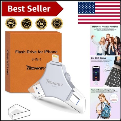 High-Speed 3-in-1 USB Flash Drive 128GB: Perfect Storage for iPhone & Android