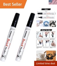 Durable 2 Pack Black Paint Markers - Versatile Oil-Based for Metal, Wood  More