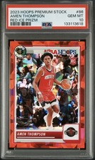 Panini 2023-24 Hoops Amen Thompson #86 Red Ice Prizm /99 PSA 10