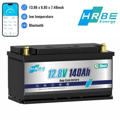 HRBEENERGY 12V 140Ah LiFePO4 Lithium Batterie Bluetooth Überwachung 100A BMS RV Solaranlage