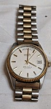 gruen watch precision autowind 25 jewels day date 10k gold filled & stainless 