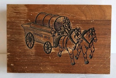 Vtg Wood Advertise Continental Oil Conoco Presentation Cover Box Transportation