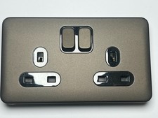 Schneider Double Plug Socket screwless Lisse Mocha Bronze 13 amp  GGBL3020DBMBS