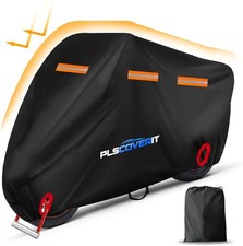 Motorcycle Cover, 600D Heavy Duty Waterproof Motorbike 116" x 41" x 50" Black