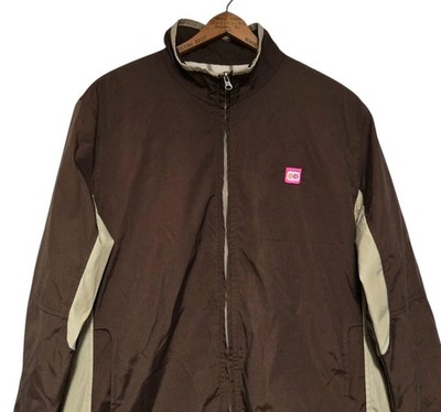 Dunkin Donuts Jacket Adult Small Brown Beige Full Zip Pockets Fleece Lined