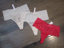 3-PACK SOMA EMBRACEABLE LACE RETRO THONG PANTIES IN RED/SAND SIZE XL