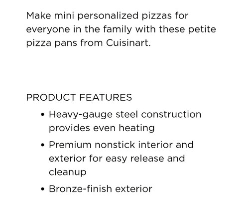 Cuisinart Bronze 4 Mini Pizza Pans Perforated Non-Stick 7” Round No Box New - Picture 2 of 3