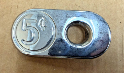 Antique Slot Machine Parts - BUCKLEY 5 Cent Nickel Denominator Badge