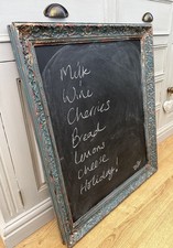 Stunning Large Ornate Vintage Blue & Gold Blackboard Chalkboard 70 X 58 Cm