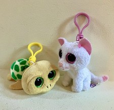 Ty Beanie Boos 3” Plush Key Clip/Hangers - 2012 CASHMERE Cat & 2014 POKEY Turtle