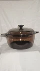 Vtg Visions Corning Ware Pyrex Amber 4.5L 5qt Glass Dutch Oven Stock Pot & Lid