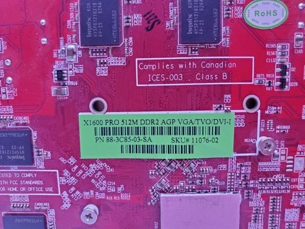 Ati radeon sapphire x1600 pro 512mb ddr2 agp vga/tvo/dvi-i, 88-3c85-03-sa. 1107 - Image 3 of 4