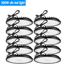 10Pack 300W UFO Led High Bay Light Warehouse Factory Commercial Industrial Light