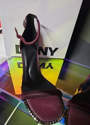 DKNY Wenda - Ankle Strap Sandal Heels Womens Shoes US 8, Color Wine NIB Cute