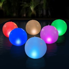 2 Pack Solar LED Floating Pool Lights 14 Inch Inflatable Waterproof 16 Color