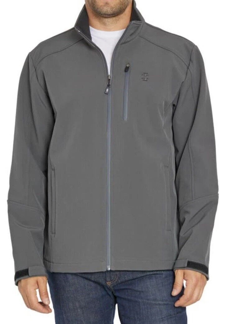 IZOD Grey Softshell Jacket Fleece-Lined Full-Zip 53" Chest Men’s Size XXL $125