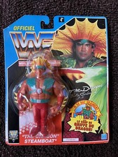 1992 Hasbro WWF Ricky the Dragon Steamboat MOC on French Card