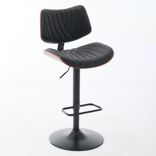 1Set Walnut Bentwood Bar Stools 25-33.4"Counter Height PU Swivel Bar Chairs - Picture 4 of 11