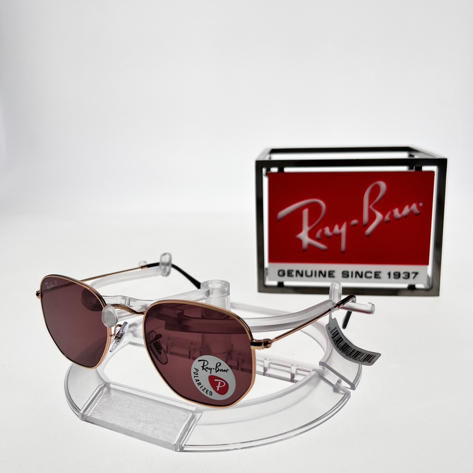 Ray Ban Rb3548n 92af 51 21 145mm Unisex Sunglasses With Hexagonal Flat Polarized Violet Lenses And Polished Rose Gold Frame For Sale Online Ebay