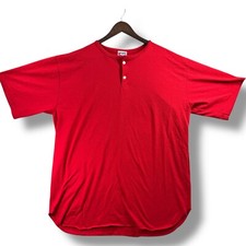 Vintage Eagle USA Henley T-Shirt Mens XL Red Short Sleeve Button Up Made in USA