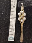 Vintage Silver Gold Tone White Faux Pearl Bead Chain Stud Post Earrings Jewelry  — photo 4