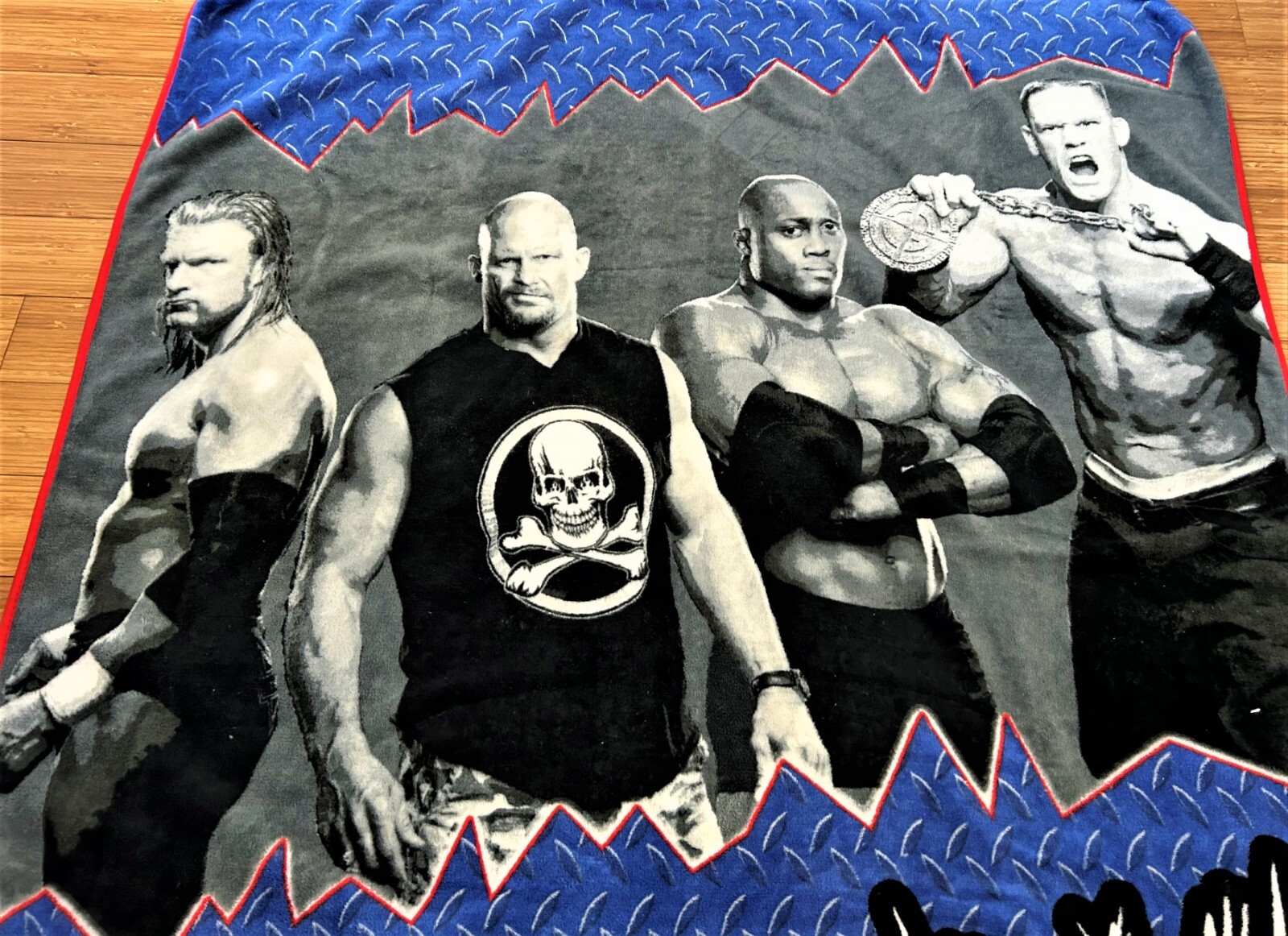 Vintage WWE stone Cold Triple H cena Throw Blanket Wrestling Steve Austin  60X50