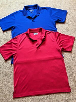 Lot x 2 Performance Golf Polo Quick Dry Moisture Wicking Short Sleeve Shirts M