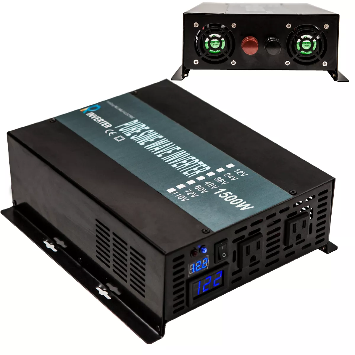 Pure Sine Wave Inverter 1500W 12V DC to 120V AC Power Inverter Off