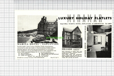 C3723) Marina Hotel Hillside Cambridge Terrasse Scarborough Werbung - 1969 Zuschnitt