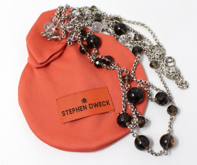 Vintage Stephen Dweck NECKLACE Smoky Topaz Crystal Sterling Silver