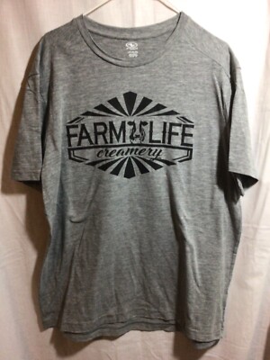 Farm Life Creamery Large Gray T Shirt Dairy Cow