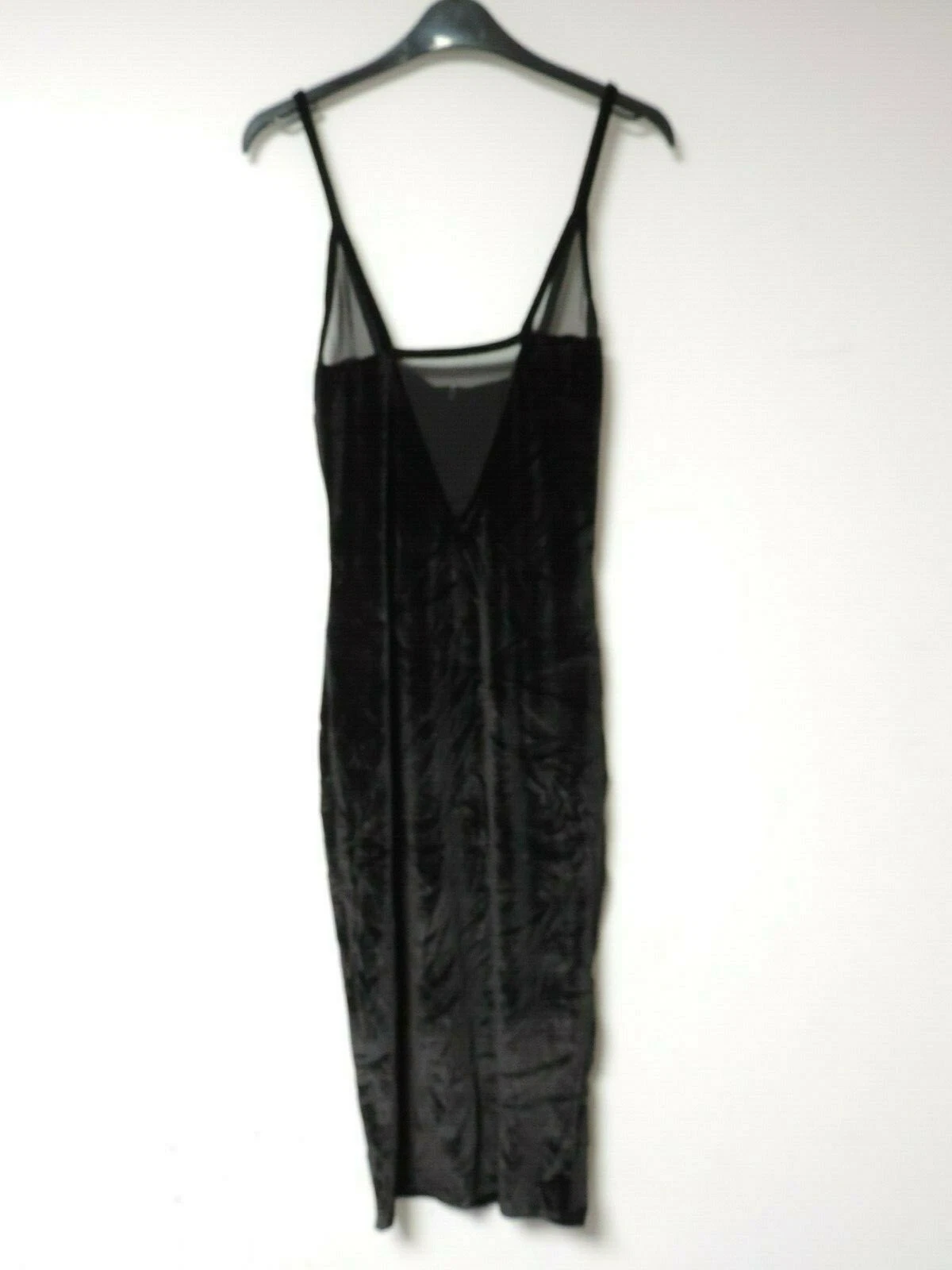 Abito midi nero inserto in rete velluto Missguided taglia UK 8 DH192 AA 02