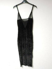 Missguided Velvet Mesh Inset Midi Dress Black Size UK 10 LN102 AA 03