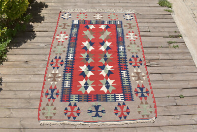 Türkischer Kelim Teppich 42 Zoll x 58 Zoll Handgewebt Oushak Vorleger Bohemia...