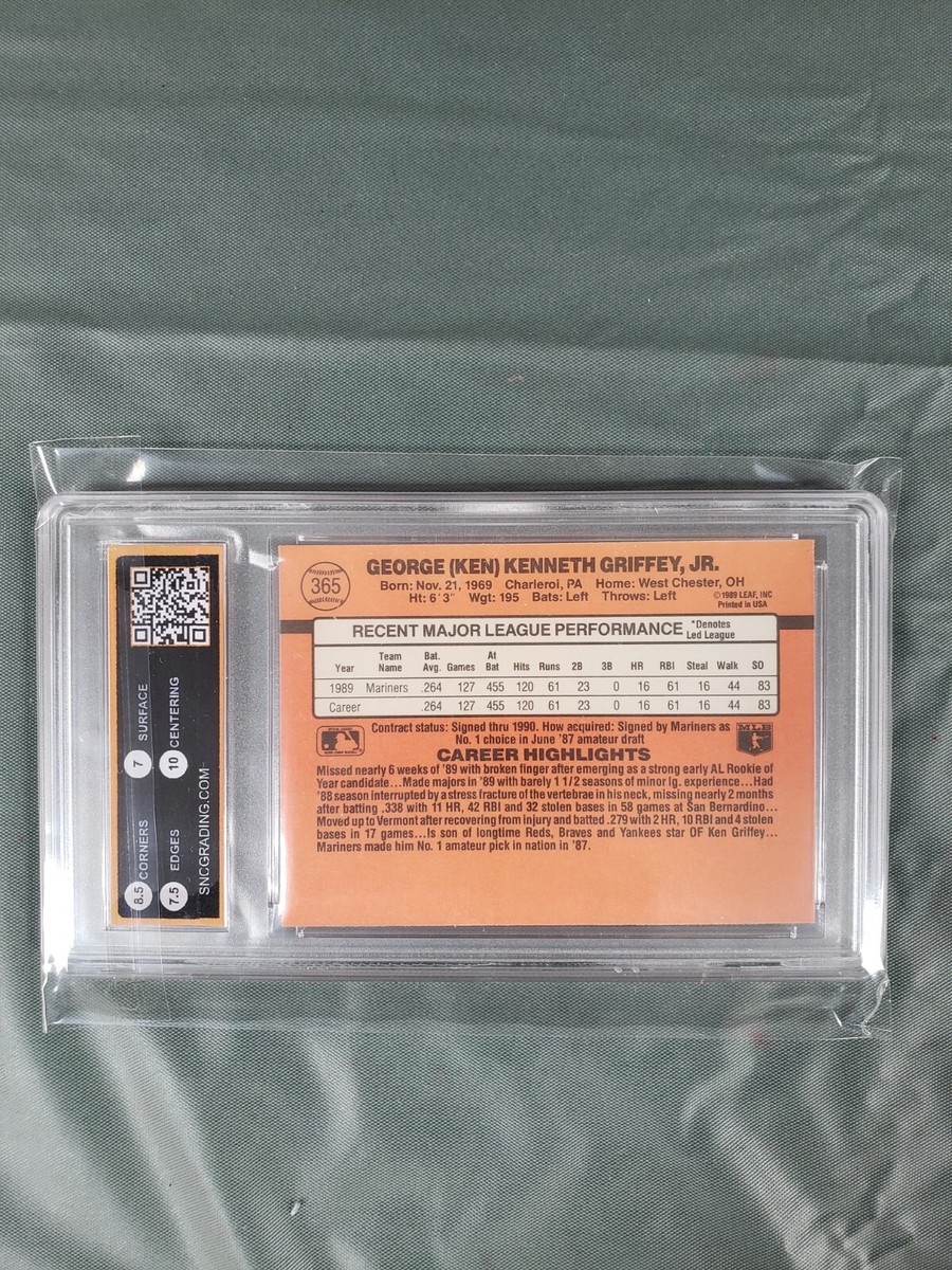 1990 Donruss ken Griffey Jr #365 Error Card, No Dot On INC And