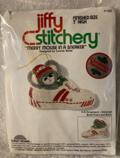 Jiffy Stitchery Merry Mouse in a Sneaker Christmas Ornament Crewel Kit 100