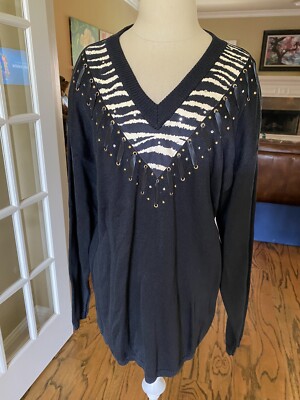 david david sweater medium black v neck ahoulder pads schitts creek