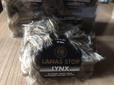 2,5kg Faux Fur Luxus Fellimitat Woll Konvolut Lynx 721 Lanas Stop Goldbraun Neu