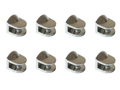 Shelf Clips Adjustable Metal Clamps Brushed Nickel Wall Mount Set of 8