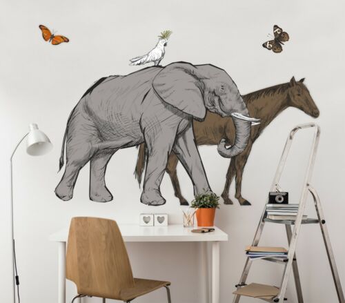 3D Pferd Elefant C46 Tier Wallpaper Wandbild Poster Wandaufkleber Abziehbild Wen - Bild 1 von 5