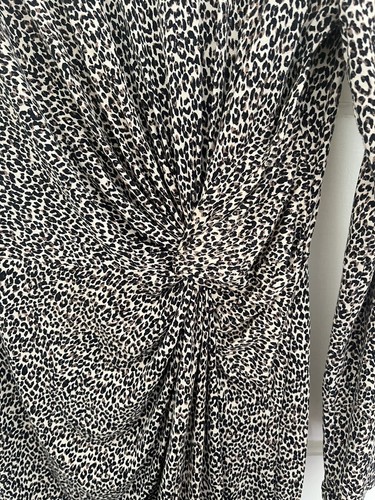 Abito TU in jersey elasticizzato con stampa leopardata taglia 14 increspato midi comodo - Foto 3 di 6