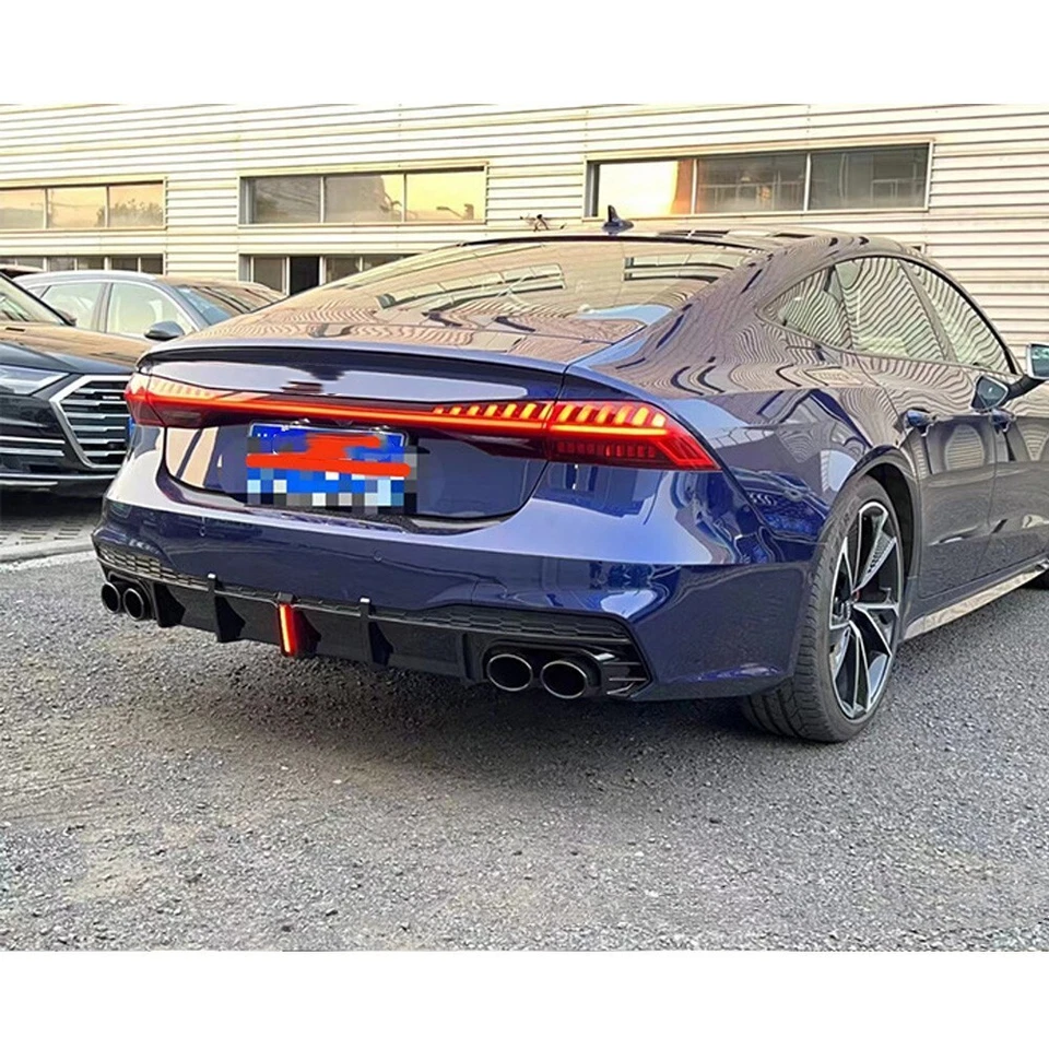 Heckdiffusor für Audi A7 C8 Sline S7 19-24 Glänzend Schwarz Stoßstange mit Tipp - Bild 3 von 4