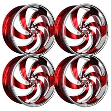 Set-4 Strada Retro 6 24x10 5x120 25mm Candy Red Ss Lip Wheels Rims 24 Inch