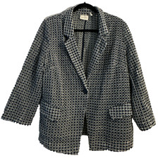 Chico  s Eyelet Blazer Jacket Size 2 Blue  White Lightweight Women  s Jacket