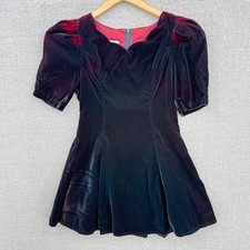 Vtg Byer California Amy Too Red Velvet Puff Sleeve Sweetheart Mini Dress Sz 14