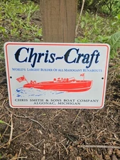  VINTAGE CHRIS CRAFT  BOATS  DEALER  PORCELAIN METAL SIGN FISHING LURE
